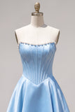 Sweetheart Fuchsia Pearls Corset A-Line Satin Short Ball Dress