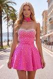 Blue Sweetheart Pearl Embellished Short Ball Dress with Choker and Bow