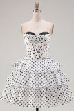 White A-Line Sweetheart Corset Tiered Ruched Homecoming Dress