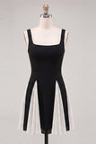 Black Square Neck A-Line Short Ball Dress