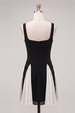 Black Square Neck A-Line Short Ball Dress