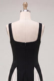 Black Square Neck A-Line Short Ball Dress