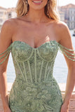 Pearl Off the Shoulder Pink Corset Floral Short Ball Dress with Sequins