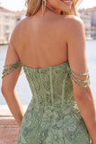 Pearl Off the Shoulder Pink Corset Floral Short Ball Dress with Sequins