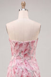 Strapless Pink Bodycon Sequins Short Ball Dress