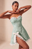 Sweetheart Yellow Jacquard A-Line Ruffled Lace Up Back Short Ball Dress with Slit