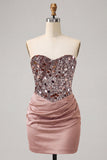 Sweetheart Champagne Sequins Bodycon Mini Party Dress