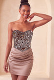 Sweetheart Champagne Sequins Bodycon Mini Party Dress