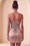 Sweetheart Champagne Sequins Bodycon Mini Party Dress