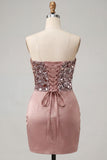 Sweetheart Champagne Sequins Bodycon Mini Party Dress