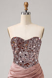 Sweetheart Champagne Sequins Bodycon Mini Party Dress