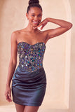 Sweetheart Champagne Sequins Bodycon Mini Party Dress