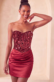 Sweetheart Champagne Sequins Bodycon Mini Party Dress