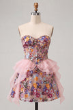 Sage Green Sweetheart Corset A-Line Short Ball Dress with Sequins