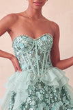 Sage Green Sweetheart Corset A-Line Short Ball Dress with Sequins