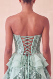 Sage Green Sweetheart Corset A-Line Short Ball Dress with Sequins