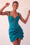Sweetheart Fuchsia Keyhole Bodycon Sparkly Sequin Short Party Dress with Slit