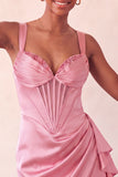 Sweetheart Fuchsia Keyhole Bodycon Sparkly Sequin Short Party Dress with Slit