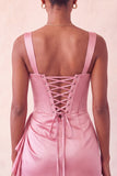 Sweetheart Fuchsia Keyhole Bodycon Sparkly Sequin Short Party Dress with Slit