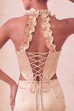 Halter Corset Bodycon Mint Green Ruched Short Party Dress with Slit