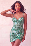 Pink Corset Bodycon Ruched Short Party Dress with Sequins