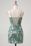 Pink Corset Bodycon Ruched Short Party Dress with Sequins