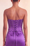 Strapless Bodycon Lake Blue Beaded Short Party Dress with Ruffles