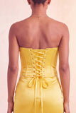 Strapless Bodycon Lake Blue Beaded Short Party Dress with Ruffles