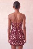 Pink Sweetheart Bodycon Sequin Short Party Dress with Lace Up Back