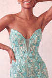 Pink Sweetheart Bodycon Sequin Short Party Dress with Lace Up Back