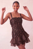 Pink Bodycon Ruffled Short Sequin Short Party Dress with Lace Up Back
