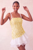 Pink Bodycon Ruffled Short Sequin Short Party Dress with Lace Up Back