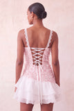 Pink Bodycon Ruffled Short Sequin Short Party Dress with Lace Up Back