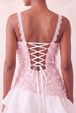 Pink Bodycon Ruffled Short Sequin Short Party Dress with Lace Up Back