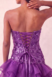 Blue Strapless Sequins Bodycon Short Ball Dress with Ruffled