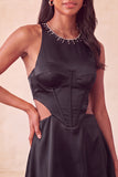 Black A-Line Corset Cut Out Short Party Dress