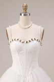 Lace Sweetheart White A-Line Corset Short Homecoming Dress with Ruffles