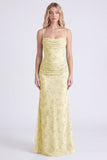 Sage Mermaid Floral Chiffon Spaghetti Straps Long Bridesmaid Dress