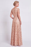 Dusty Rose A-Line V-Neck Beaded Mother Of the Bride Dress with Fringes