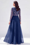 Chiffon Green A-Line Bateau Neck Floral Mother Of the Bride Dress with Long Sleeves