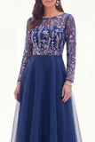 Chiffon Green A-Line Bateau Neck Floral Mother Of the Bride Dress with Long Sleeves