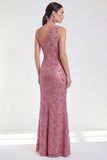 Mermaid Champagne One Shoulder Floral Mother Of the Bride Dress with Sequins