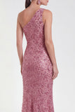 Mermaid Champagne One Shoulder Floral Mother Of the Bride Dress with Sequins