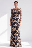 Red Mermaid Bateau Neck Floral Long Mother of the Bride Dress