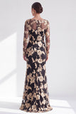 Red Mermaid Bateau Neck Floral Long Mother of the Bride Dress