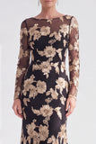 Red Mermaid Bateau Neck Floral Long Mother of the Bride Dress
