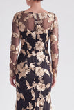 Red Mermaid Bateau Neck Floral Long Mother of the Bride Dress