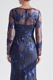 Red Mermaid Bateau Neck Floral Long Mother of the Bride Dress