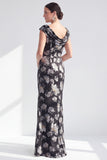 Mermaid Black Floral Long Mother of the Bride Dress with Slit