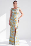Mermaid Black Floral Long Mother of the Bride Dress with Slit